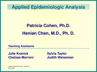 Applied Epidemiologic Analysis