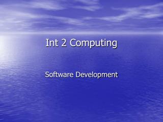 Int 2 Computing