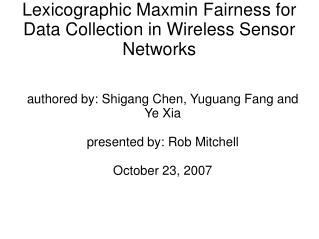 Lexicographic Maxmin Fairness for Data Collection in Wireless Sensor Networks