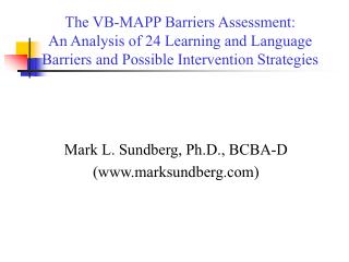 Mark L. Sundberg, Ph.D., BCBA-D (marksundberg)