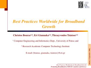 Best Practices Worldwide for Broadband Growth