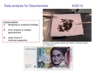 Data analysis for Geochemists			9/25/12