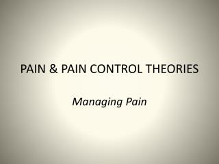 PAIN &amp; PAIN CONTROL THEORIES