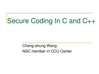Secure Coding In C and C++