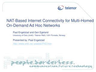 NAT-Based Internet Connectivity for Multi-Homed On-Demand Ad Hoc Networks