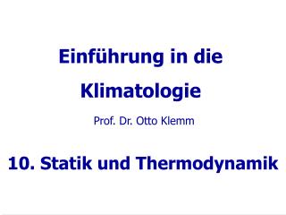 Einführung in die Klimatologie
