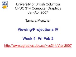 Viewing/Projections IV Week 4, Fri Feb 2