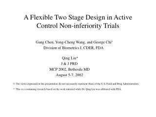 A Flexible Two Stage Design in Active Control Non-inferiority Trials