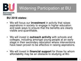 Widening Participation at BU