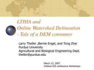 LTHIA and Online Watershed Delineation - Tale of a DEM consumer