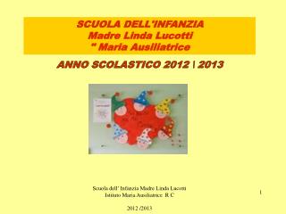 SCUOLA DELL'INFANZIA Madre Linda Lucotti &quot; Maria Ausiliatrice
