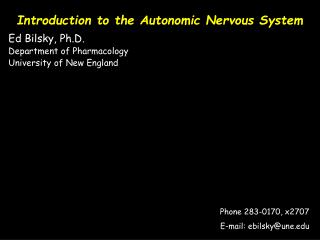 Introduction to the Autonomic Nervous System