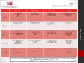 MENU Week Commencing 13 th October 2014