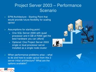 Project Server 2003 – Performance Scenario