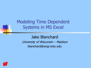 Modeling Time Dependent Systems in MS Excel