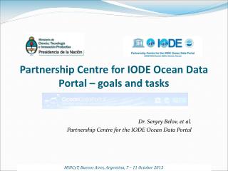 Partnership Centre for IODE Ocean Data Portal – goals and tasks