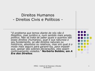 Direitos Humanos - Direitos Civis e Políticos -