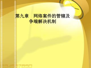 第九章 网络案件的管辖及 争端解决机制