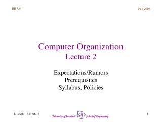Computer Organization Lecture 2