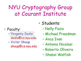 NYU Cryptography Group at Courant Institute