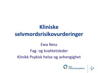 Kliniske selvmordsrisikovurderinger