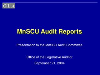 MnSCU Audit Reports