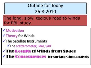 Outline for Today 26-8-2010