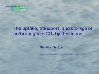 The uptake, transport, and storage of anthropogenic CO 2 by the ocean