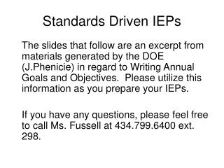 Standards Driven IEPs