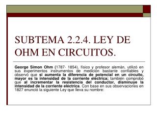 SUBTEMA 2.2.4. LEY DE OHM EN CIRCUITOS.