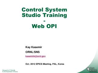 Control System Studio Training - Web OPI