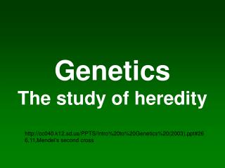 Genetics The study of heredity