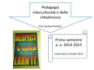 Pedagogia interculturale e della cittadinanza Prof. Sandra Chistolini