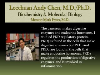 Leechuan Andy Chen, M.D./Ph.D. Biochemistry &amp; Molecular Biology Mentor: Mark Evers, M.D.