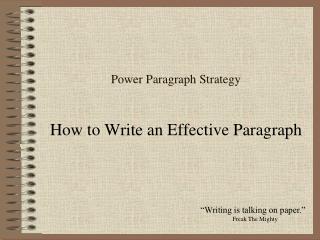 Power Paragraph Strategy