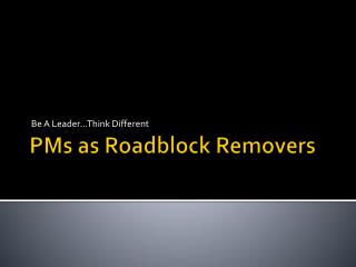 PMs as Roadblock Removers