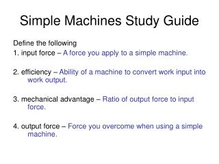Simple Machines Study Guide