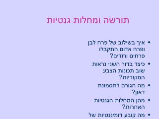 תורשה ומחלות גנטיות