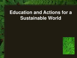 Education and Actions for a Sustainable World