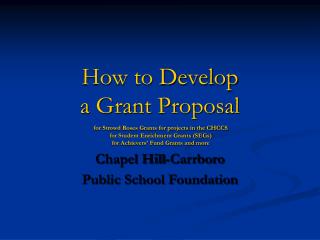 How to Develop a Grant Proposal