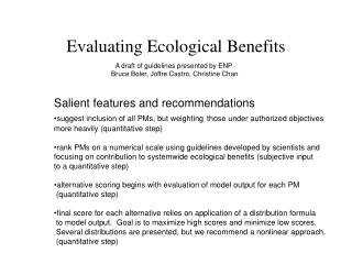 Evaluating Ecological Benefits