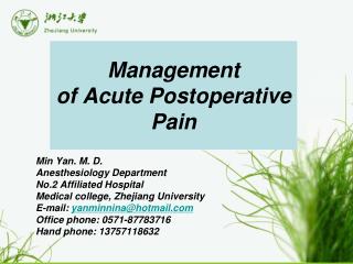 Management of Acute Postoperative Pain