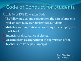 Code of Conduct for Students