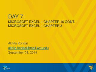Day 7: MICROSOFT EXCEL – CHAPTER 10 Cont. MICROSOFT EXCEL – CHAPTER 3