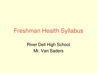 Freshman Health Syllabus