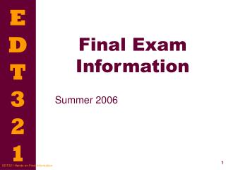 Final Exam Information