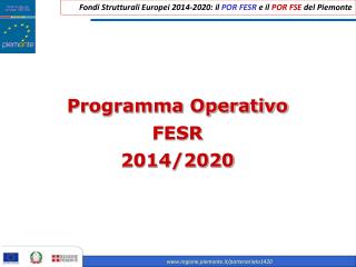 Programma Operativo FESR 2014/2020