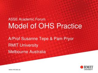 ASSE Academic Forum Model of OHS Practice