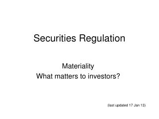 Securities Regulation