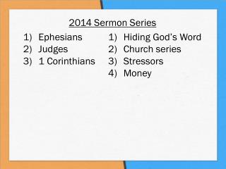 2014 Sermon Series